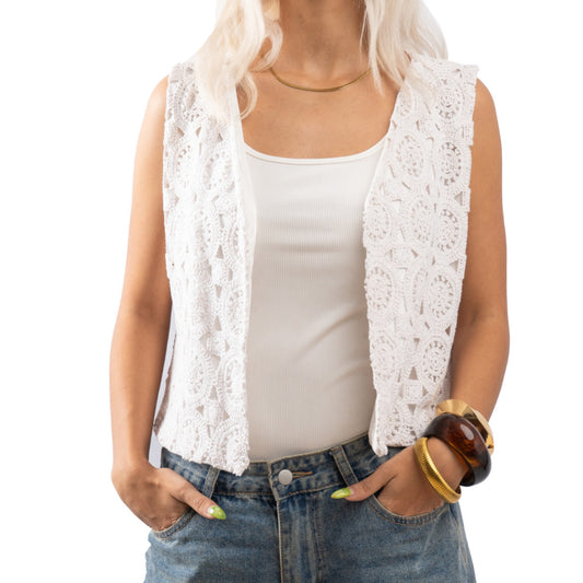 The Soleil Lace Vest – White